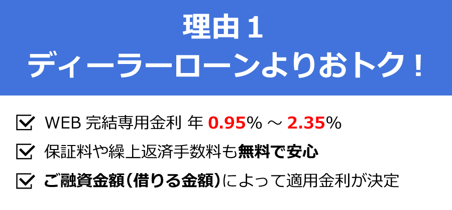 理由1　ディーラーローンよりおトク！