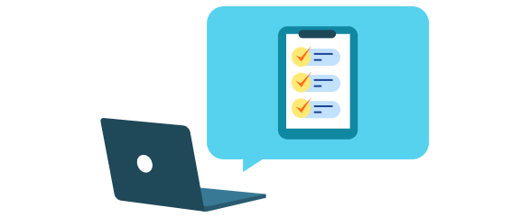 パソコンで審査結果が確認できることを示したイラスト