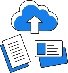 身分証明書とクラウドへのアップロードを示すイラスト