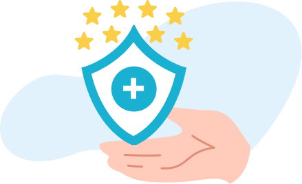 8つの星と盾のイラスト