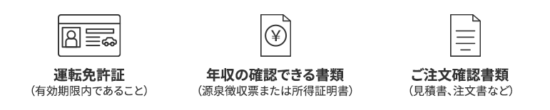 運転免許証 年収の確認できる書類 ご注文確認書類