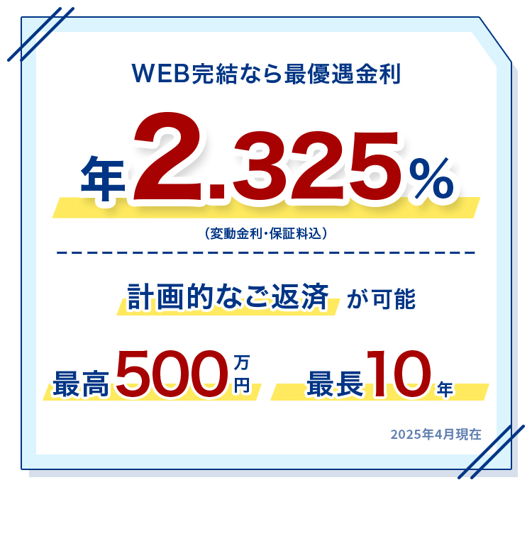 WEB完結なら最優遇金利 / 計画的なご返済が可能