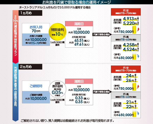 お利息を円貨で受取る場合の運用イメージ