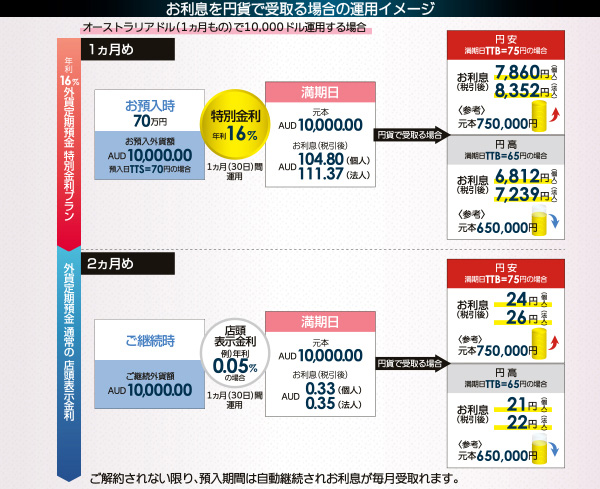 お利息を円貨で受取る場合の運用イメージ
